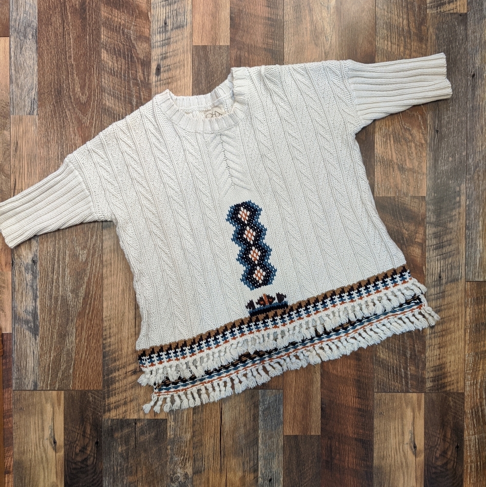 CHASER CABLE KNIT FRINGE IN CAMPFIRE - Picture 4 of 8
